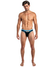 Load image into Gallery viewer, Cutting Edge Cutout Thong Black-turquoise S-m