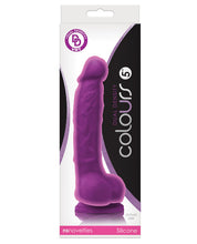 Load image into Gallery viewer, Colours Dual Density 5" Dong W-balls &amp; Suction Cup - Purple