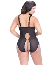 Load image into Gallery viewer, Lace Open Cup &amp; Crotchless Teddy Black Qn