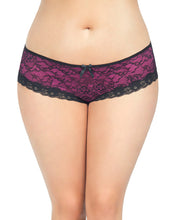 Load image into Gallery viewer, Cage Back Lace Panty Black-hot Pink 3x-4x