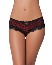Load image into Gallery viewer, Cage Back Lace Panty Black-red X-l