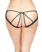 Load image into Gallery viewer, Cage Back Lace Panty Black-red 1x-2x