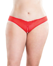 Load image into Gallery viewer, Crotchless Thong W-pearls Red 3x-4x