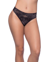 Load image into Gallery viewer, Josilyn Lace Thong W-scalloped Edge Keyholes Black Md
