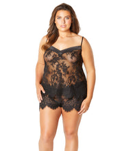 Load image into Gallery viewer, Full Eyelash Lace Camisole &amp; Short W-stretch Satin Edge Black 3x