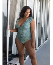 Load image into Gallery viewer, Suzette Lace Teddy W-cap Sleeve &amp; Removable Pads Dusty Turquoise 2x