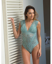 Load image into Gallery viewer, Suzette Lace Teddy W-cap Sleeve &amp; Removable Pads Dusty Turquoise Xl