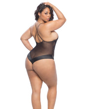 Load image into Gallery viewer, Roxanne Lace Teddy W-wide Satin Edges Black 1x