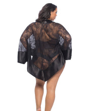 Load image into Gallery viewer, Roxanne Lace Handkerchief Robe W-wide Satin Edges Black Qn