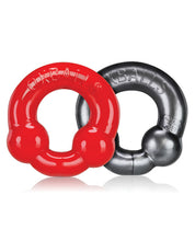 Load image into Gallery viewer, Oxballs Ultraballs Cockring - Steel &amp; Red Pack Of 2