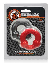 Load image into Gallery viewer, Oxballs Ultraballs Cockring - Steel &amp; Red Pack Of 2