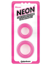 Load image into Gallery viewer, Neon Luv Touch Stretchy Silicone Cock Ring Set - Pink