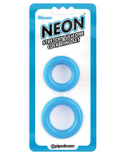 Load image into Gallery viewer, Neon Luv Touch Stretchy Silicone Cock Ring Set - Blue
