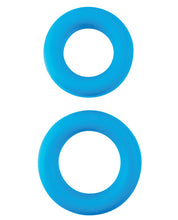 Load image into Gallery viewer, Neon Luv Touch Stretchy Silicone Cock Ring Set - Blue