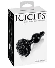 Load image into Gallery viewer, Icicles No. 77 Hand Blown Glass Rose Butt Plug - Black