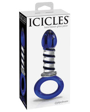 Load image into Gallery viewer, Icicles No. 81 Hand Blown Glass Ring Butt Plug - Blue-clear