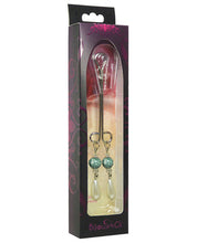 Load image into Gallery viewer, Bijoux De Nip Clit Clamp Double Loop W-pearls &amp; Green Beads