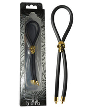 Load image into Gallery viewer, Bolo Silicone Lasso &amp; Gold Skull Slider W-gold Tips - Black