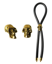 Load image into Gallery viewer, Bolo Silicone Lasso &amp; Gold Skull Slider W-gold Tips - Black