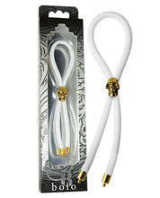 Load image into Gallery viewer, Bolo Silicone Lasso &amp; Gold Skull Slider W-gold Tips - White