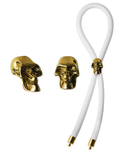 Load image into Gallery viewer, Bolo Silicone Lasso &amp; Gold Skull Slider W-gold Tips - White