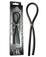 Load image into Gallery viewer, Bolo Silicone Lasso W-rose Gold Crown Slider Ring - Black