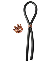 Load image into Gallery viewer, Bolo Silicone Lasso W-rose Gold Crown Slider Ring - Black