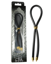 Load image into Gallery viewer, Bolo Silicone Lasso W-gold Crown Slider Ring - Black