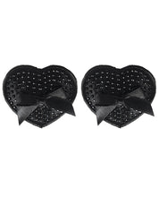 Load image into Gallery viewer, Peekaboos Satin W-black Stone &amp; Bow Premium Pasties - 1 Pair Black