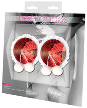 Load image into Gallery viewer, Peekaboos Sequin W-white Balls Premium Pasties - 1 Pair Red