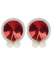 Load image into Gallery viewer, Peekaboos Sequin W-white Balls Premium Pasties - 1 Pair Red