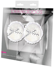 Load image into Gallery viewer, Peekaboos Sequin W-white Bow Premium Pasties - 1 Pair White