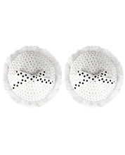 Load image into Gallery viewer, Peekaboos Sequin W-white Bow Premium Pasties - 1 Pair White
