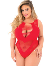 Load image into Gallery viewer, Pink Lipstick Low Blow Cut Out Bodysuit Red Qn