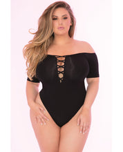 Load image into Gallery viewer, Pink Lipstick Dirty Little Secret Bodysuit Black 1x-2x