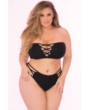 Load image into Gallery viewer, Pink Lipstick Truth Or Bare 2pc Bra Set Black 1x