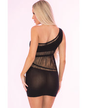 Load image into Gallery viewer, Pink Lipstick Dare You One Shoulder Dress Black O-s