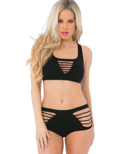 Load image into Gallery viewer, Pink Lipstick Seamless Bra &amp; Boyshort Black O-s
