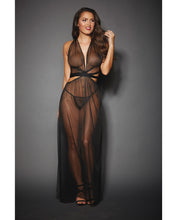 Load image into Gallery viewer, Sheer Mesh Gown W-cut Out Sides &amp; Ties In Back W-g-string Black O-s