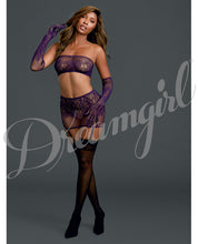 Load image into Gallery viewer, Bandeau W-garterskirt &amp; Gloves Egg Plant O-s