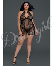 Load image into Gallery viewer, Sheer Lace Chemise W-g-string Black Qn