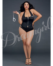 Load image into Gallery viewer, 3 Pc Swat Me Front Zipper Cami &amp; Handcuffs Black Qn
