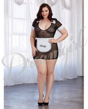 Load image into Gallery viewer, Made Me Dirty Sheer Chemise W-apron Black-white Qn