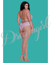 Load image into Gallery viewer, Simply Sexy Stretch Lace &amp; Patterned Mesh Collared Teddy Lilac Qn