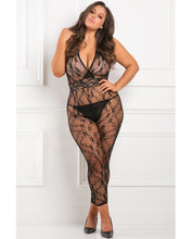 Load image into Gallery viewer, Rene Rofe Lacy Movie Bodystocking Black 1x