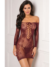 Load image into Gallery viewer, Rene Rofe Tie Breaker Long Sleeve Dress Burgundy O-s
