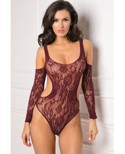 Load image into Gallery viewer, Rene Rofe Set The Mood Bodysuit Burgundy O-s