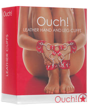 Load image into Gallery viewer, Shots Ouch Leather Hand &amp; Leg Cuffs - Red