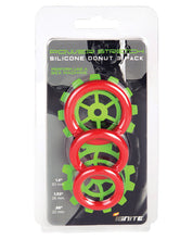 Load image into Gallery viewer, Ignite Power Stretch Silicone Donuts Cockrings - Pack Of 3 Red