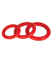 Load image into Gallery viewer, Ignite Power Stretch Silicone Donuts Cockrings - Pack Of 3 Red
